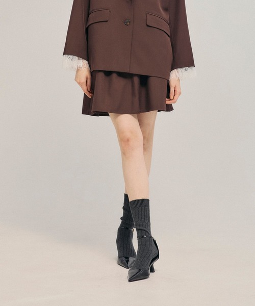 LEPSIM(レプシィム)の「《un STANDARD by LEPSIM》レイヤードミニスカパン 1051430(その他パンツ・レディース・チャコールグレー/チェック/ブラウン・FREE)」の3枚目の写真