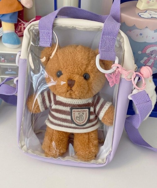 VIBGYOR(ヴィブジョー)の「oshipic/推し活 ぬいバッグ クリア窓つき 2WAY ショルダーバッグ ハンドバッグ S0079(ショルダーバッグ・レディース・パープル/グリーン・FREE)」の2枚目の写真