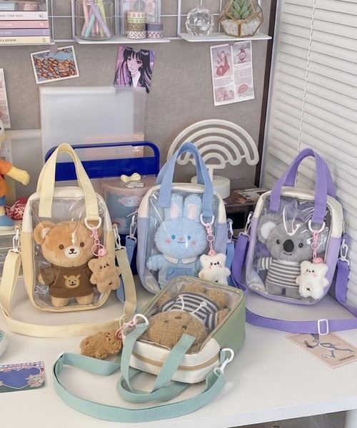 VIBGYOR(ヴィブジョー)の「oshipic/推し活 ぬいバッグ クリア窓つき 2WAY ショルダーバッグ ハンドバッグ S0079(ショルダーバッグ・レディース・パープル/グリーン・FREE)」の3枚目の写真