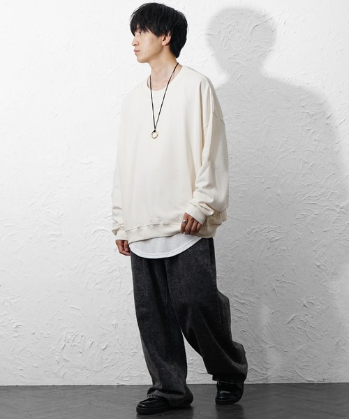 MinoriTY(マイノリティ)の「【MinoriTY】裏毛スーパーBIGトレーナー メンズ 秋服 家庭洗濯可能 ウィメンズ ユニセックス(Tシャツ/カットソー・メンズ・ピンク/ブルー/アイボリー/ブラック・S/L/M)」の12枚目の写真