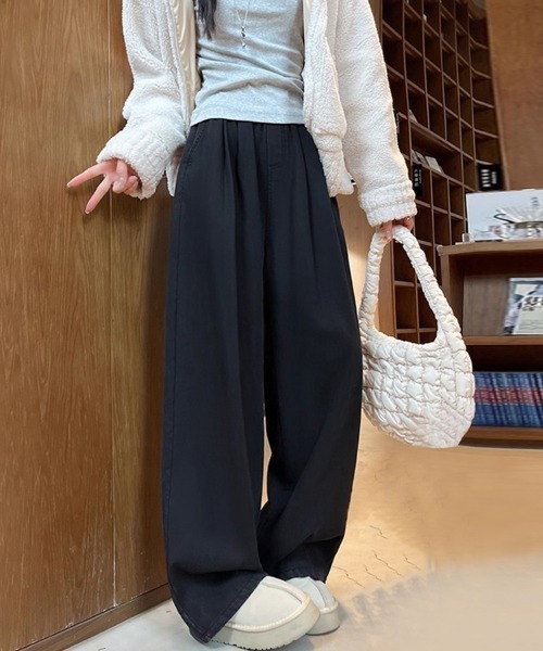 ReRe(リリ)の「裏起毛あったかワイドパンツ(その他パンツ・レディース・ネイビー/オフホワイト/ライトブルー/ブラック・MEDIUM/X-LARGE/LARGE/SMALL)」の3枚目の写真