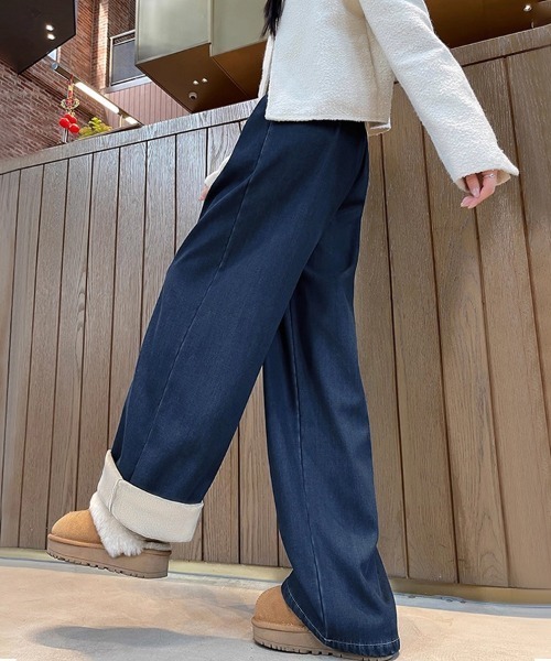 ReRe(リリ)の「裏起毛あったかワイドパンツ(その他パンツ・レディース・ネイビー/オフホワイト/ライトブルー/ブラック・MEDIUM/X-LARGE/LARGE/SMALL)」の13枚目の写真