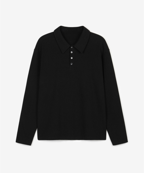 TNGT（ティーエヌジーティー）の「Ribbed Slim Fit Polo T-Shirt (Black) TNTS6F105BK（ポロシャツ・メンズ・その他・100/110/95/105）」の2枚目の写真
