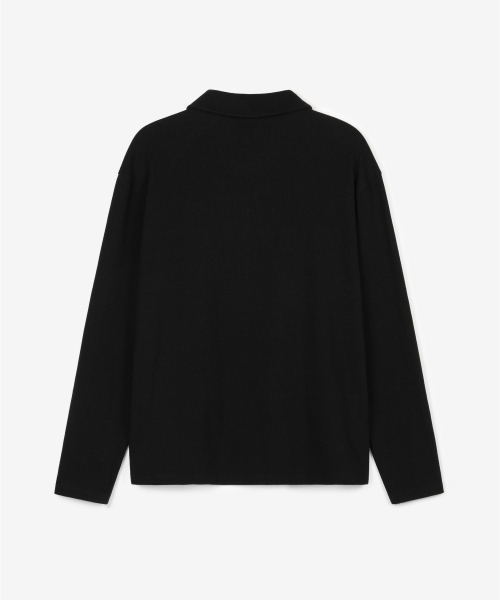 TNGT（ティーエヌジーティー）の「Ribbed Slim Fit Polo T-Shirt (Black) TNTS6F105BK（ポロシャツ・メンズ・その他・100/110/95/105）」の3枚目の写真