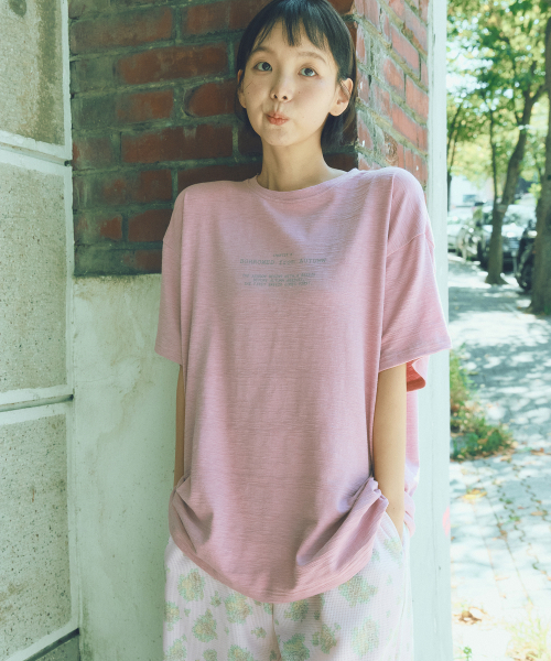 KOOKEESEE(クキシ)の「オータムスラブカラー半袖Tシャツ (ダスティピンク)(Tシャツ/カットソー・レディース・その他・FREE)」の1枚目の写真