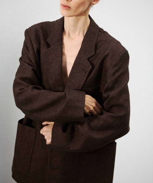 TODAYFUL(トゥデイフル)の「【TODAYFUL/トゥデイフル】Boyfriend Linen Jacket/ボーイフレンドジャケット(テーラードジャケット・レディース・チョコ/ベージュ/ブラック・36/38)」の7枚目の写真