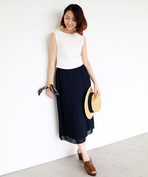 N.(N. Natural Beauty Basic)(エヌエヌナチュラルビューティーベーシック)の「シフォンプリーツスカート(スカート・レディース・ホワイト/ピンク/イエロー/ネイビー・MEDIUM)」の14枚目の写真