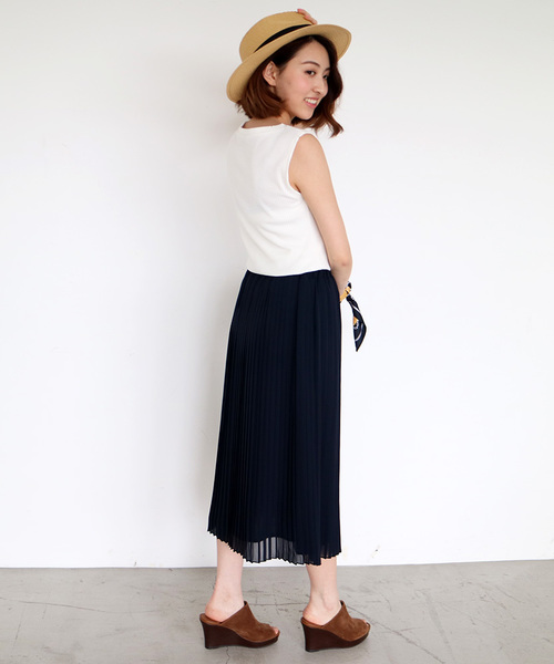 N.(N. Natural Beauty Basic)(エヌエヌナチュラルビューティーベーシック)の「シフォンプリーツスカート(スカート・レディース・ホワイト/ピンク/イエロー/ネイビー・MEDIUM)」の15枚目の写真