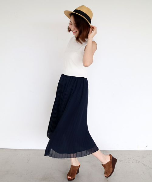 N.(N. Natural Beauty Basic)(エヌエヌナチュラルビューティーベーシック)の「シフォンプリーツスカート(スカート・レディース・ホワイト/ピンク/イエロー/ネイビー・MEDIUM)」の16枚目の写真