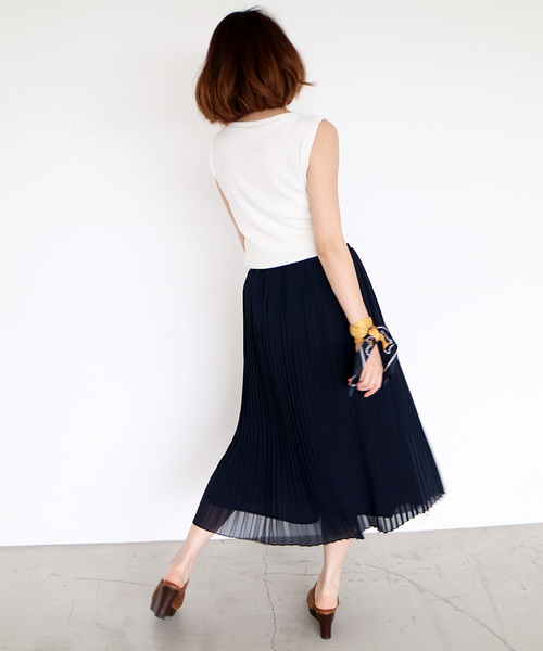 N.(N. Natural Beauty Basic)(エヌエヌナチュラルビューティーベーシック)の「シフォンプリーツスカート(スカート・レディース・ホワイト/ピンク/イエロー/ネイビー・MEDIUM)」の17枚目の写真