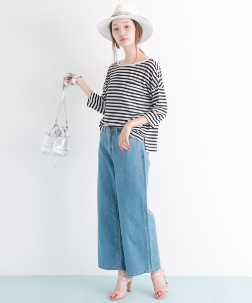 URBAN RESEARCH（アーバンリサーチ）の「UR テンセルポケットTシャツ（Tシャツ/カットソー・レディース・ベージュ系その他/ホワイト×ネイビー/ミント/オフホワイト・FREE）」の9枚目の写真