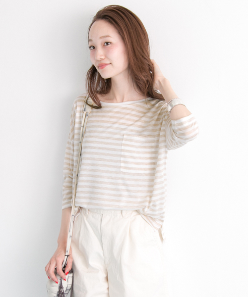 URBAN RESEARCH（アーバンリサーチ）の「UR テンセルポケットTシャツ（Tシャツ/カットソー・レディース・ベージュ系その他/ホワイト×ネイビー/ミント/オフホワイト・FREE）」の22枚目の写真