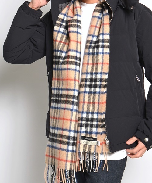 SHIPS JET BLUE（シップスジェットブルー）の「JOHN SCOTT: ラムウール チェックマフラー 【25×180】（マフラー・メンズ・ブラック/オリーブ/キャメル/レッド/ダークグレー/ネイビー・ONE SIZE）」の15枚目の写真