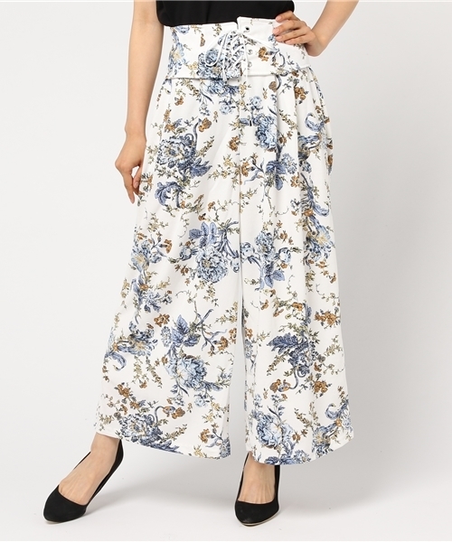 VENCEEXCHANGE（ヴァンスエクスチェンジ）の「花柄コルセット付きワイドパンツ（その他パンツ・レディース・ブラック/オフホワイト/マスタード・MEDIUM）」の2枚目の写真