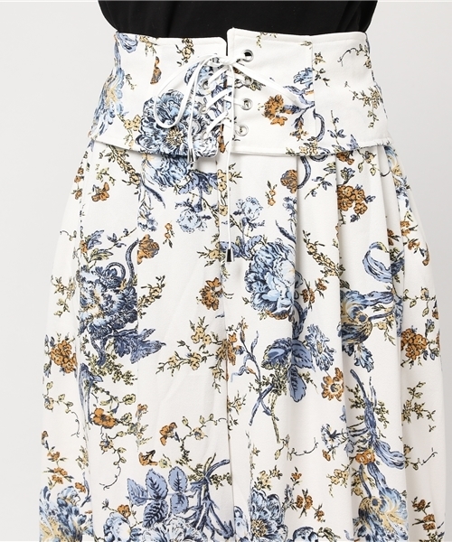 VENCEEXCHANGE（ヴァンスエクスチェンジ）の「花柄コルセット付きワイドパンツ（その他パンツ・レディース・ブラック/オフホワイト/マスタード・MEDIUM）」の7枚目の写真