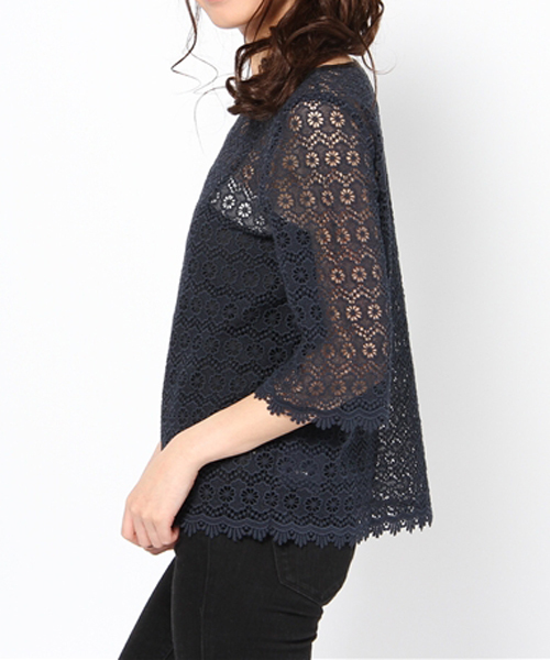 SHIPS for women（シップスフォーウィメン）の「レース ブラウス（シャツ/ブラウス・レディース・ホワイト/オフホワイト/ネイビー・ONE SIZE）」の4枚目の写真