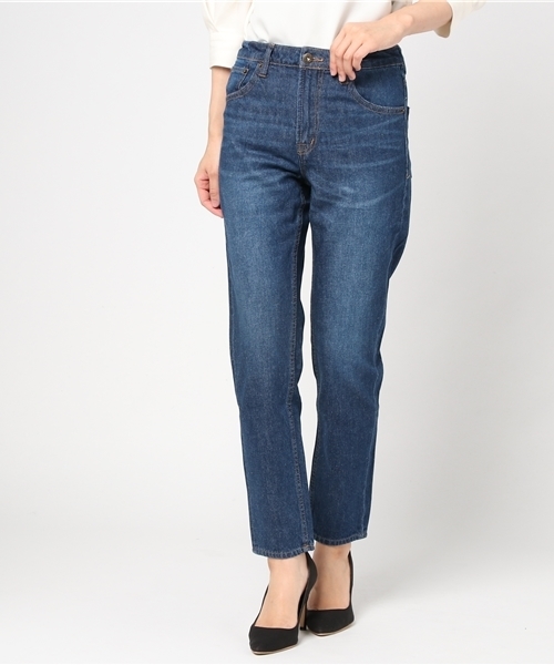 Samansa Mos2 blue（サマンサモスモスブルー）の「デニムテーパードパンツ（デニムパンツ・レディース・ネイビー/ブルー・LARGE/MEDIUM/SMALL）」の2枚目の写真