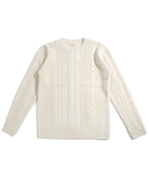 neos（ネオス）の「【neos -addictive design-】ざっくり クルーネック ケーブルニット（ニット/セーター・メンズ・ホワイト/ブラック/杢グレー/チャコール/ベージュ/カーキ/ネイビー/ワイン・S/M/L/XL）」の12枚目の写真