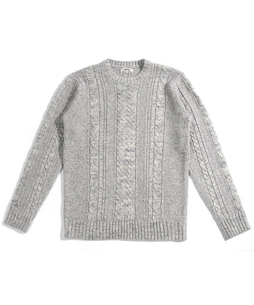 neos（ネオス）の「【neos -addictive design-】ざっくり クルーネック ケーブルニット（ニット/セーター・メンズ・ホワイト/ブラック/杢グレー/チャコール/ベージュ/カーキ/ネイビー/ワイン・S/M/L/XL）」の10枚目の写真