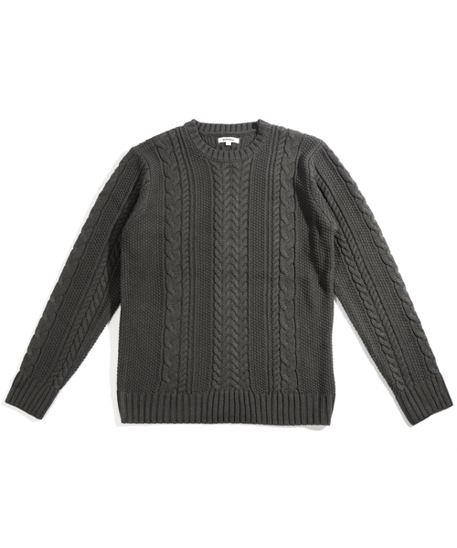 neos（ネオス）の「【neos -addictive design-】ざっくり クルーネック ケーブルニット（ニット/セーター・メンズ・ホワイト/ブラック/杢グレー/チャコール/ベージュ/カーキ/ネイビー/ワイン・S/M/L/XL）」の11枚目の写真