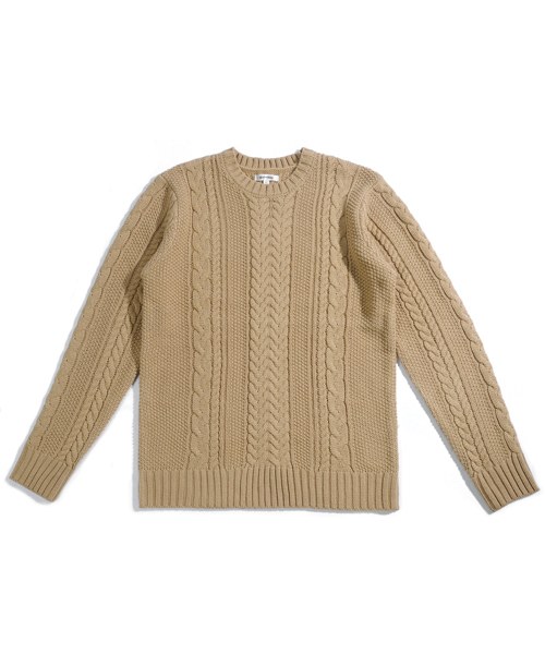 neos（ネオス）の「【neos -addictive design-】ざっくり クルーネック ケーブルニット（ニット/セーター・メンズ・ホワイト/ブラック/杢グレー/チャコール/ベージュ/カーキ/ネイビー/ワイン・S/M/L/XL）」の9枚目の写真