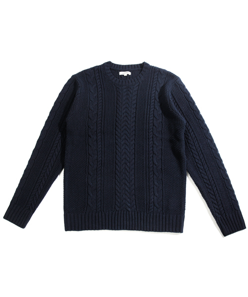 neos（ネオス）の「【neos -addictive design-】ざっくり クルーネック ケーブルニット（ニット/セーター・メンズ・ホワイト/ブラック/杢グレー/チャコール/ベージュ/カーキ/ネイビー/ワイン・S/M/L/XL）」の16枚目の写真