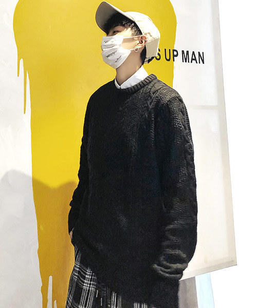 neos（ネオス）の「【neos -addictive design-】ざっくり クルーネック ケーブルニット（ニット/セーター・メンズ・ホワイト/ブラック/杢グレー/チャコール/ベージュ/カーキ/ネイビー/ワイン・S/M/L/XL）」の21枚目の写真