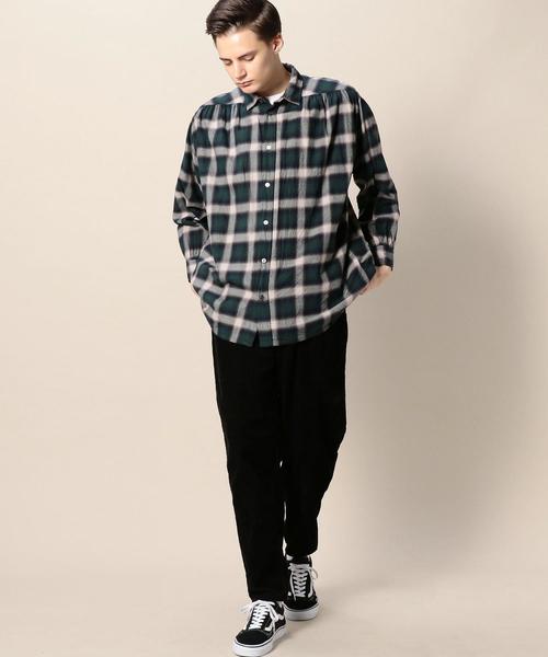 dahl'ia（ダリア）の「【別注】 ＜dahl'ia（ダリア）＞ GATHERS SHIRT BYSP/シャツ ◆（シャツ/ブラウス・メンズ・マスタード/ダークグリーン・MEDIUM/LARGE）」の3枚目の写真