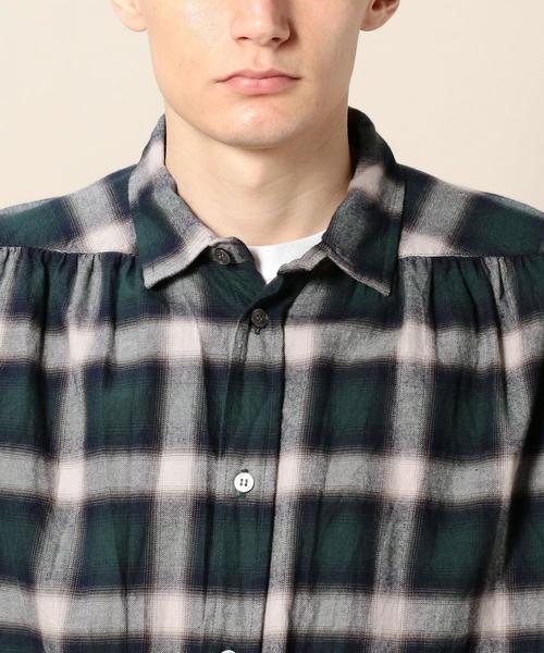 dahl'ia（ダリア）の「【別注】 ＜dahl'ia（ダリア）＞ GATHERS SHIRT BYSP/シャツ ◆（シャツ/ブラウス・メンズ・マスタード/ダークグリーン・MEDIUM/LARGE）」の4枚目の写真