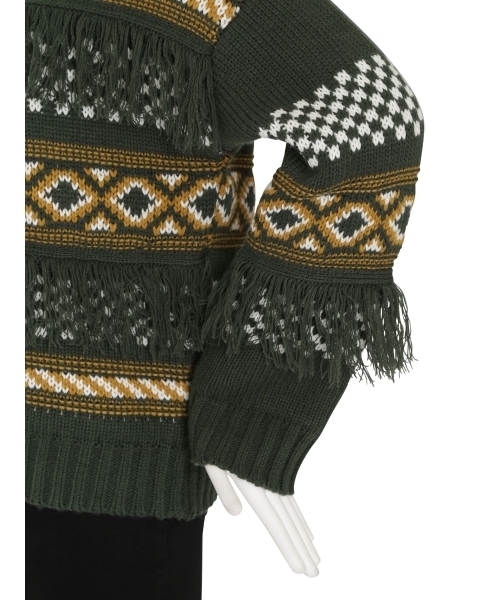 MURUA（ムルーア）の「ノルディック柄KNIT（ニット/セーター・レディース・ブラック/オフホワイト/グリーン・FREE）」の10枚目の写真