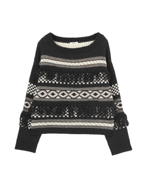 MURUA（ムルーア）の「ノルディック柄KNIT（ニット/セーター・レディース・ブラック/オフホワイト/グリーン・FREE）」の17枚目の写真