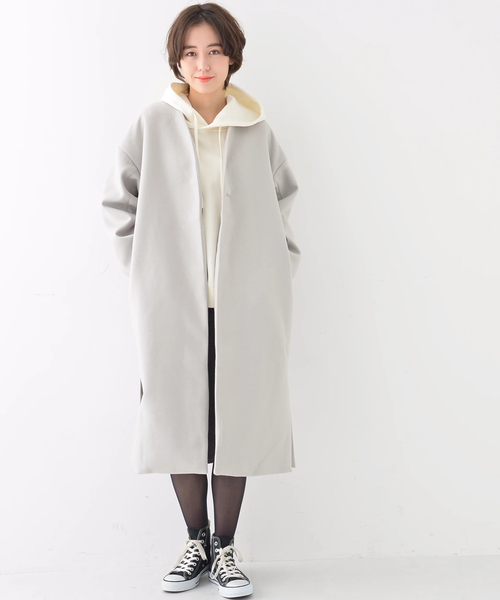 earth music&ecology（アースミュージックアンドエコロジー）の「・裏起毛パーカー(ビックシルエット)（Tシャツ/カットソー・レディース・チャコールグレー/ネイビー/アイボリー/キャメル・FREE）」の6枚目の写真