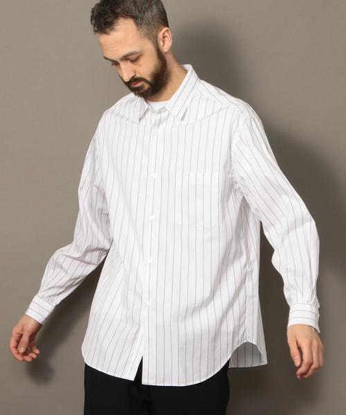 BEAUTY&YOUTH UNITED ARROWS(ビューティーアンドユースユナイテッドアローズ)の「BY ストライプ ワイドフォルム シャツ -MADE IN JAPAN- ◆(シャツ/ブラウス・メンズ・ネイビー/ターコイズブルー/ブラック/ホワイト/ライトブルー・SMALL/MEDIUM/LARGE/X-LARGE)」の2枚目の写真