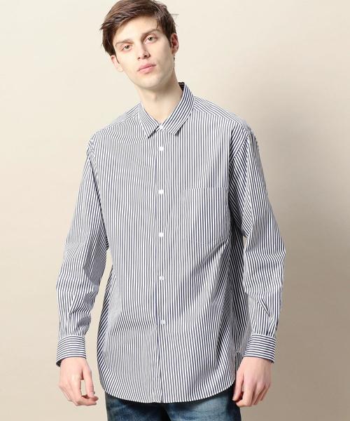 BEAUTY&YOUTH UNITED ARROWS(ビューティーアンドユースユナイテッドアローズ)の「BY ストライプ ワイドフォルム シャツ -MADE IN JAPAN- ◆(シャツ/ブラウス・メンズ・ネイビー/ターコイズブルー/ブラック/ホワイト/ライトブルー・SMALL/MEDIUM/LARGE/X-LARGE)」の6枚目の写真