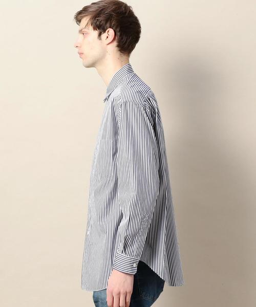 BEAUTY&YOUTH UNITED ARROWS(ビューティーアンドユースユナイテッドアローズ)の「BY ストライプ ワイドフォルム シャツ -MADE IN JAPAN- ◆(シャツ/ブラウス・メンズ・ネイビー/ターコイズブルー/ブラック/ホワイト/ライトブルー・SMALL/MEDIUM/LARGE/X-LARGE)」の9枚目の写真