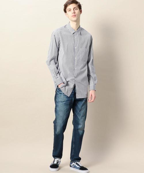 BEAUTY&YOUTH UNITED ARROWS(ビューティーアンドユースユナイテッドアローズ)の「BY ストライプ ワイドフォルム シャツ -MADE IN JAPAN- ◆(シャツ/ブラウス・メンズ・ネイビー/ターコイズブルー/ブラック/ホワイト/ライトブルー・SMALL/MEDIUM/LARGE/X-LARGE)」の10枚目の写真