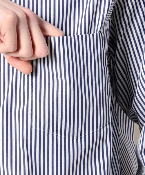 BEAUTY&YOUTH UNITED ARROWS（ビューティーアンドユースユナイテッドアローズ）の「BY ストライプ ワイドフォルム シャツ -MADE IN JAPAN- o：（シャツ/ブラウス・メンズ・ブラック/ターコイズブルー/ネイビー/ライトブルー/ホワイト・X-LARGE/LARGE/SMALL/MEDIUM）」の9枚目の写真