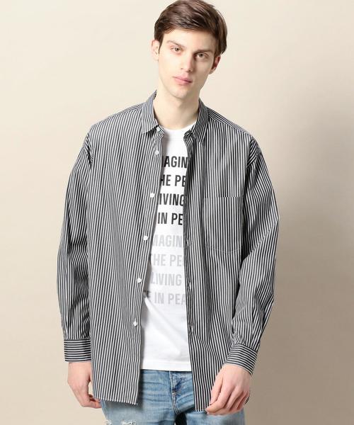 BEAUTY&YOUTH UNITED ARROWS（ビューティーアンドユースユナイテッドアローズ）の「BY ストライプ ワイドフォルム シャツ -MADE IN JAPAN- o：（シャツ/ブラウス・メンズ・ブラック/ターコイズブルー/ネイビー/ライトブルー/ホワイト・X-LARGE/LARGE/SMALL/MEDIUM）」の10枚目の写真