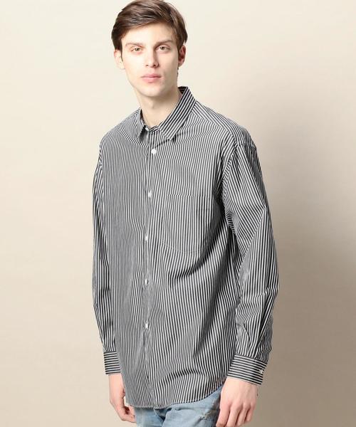 BEAUTY&YOUTH UNITED ARROWS(ビューティーアンドユースユナイテッドアローズ)の「BY ストライプ ワイドフォルム シャツ -MADE IN JAPAN- ◆(シャツ/ブラウス・メンズ・ネイビー/ターコイズブルー/ブラック/ホワイト/ライトブルー・SMALL/MEDIUM/LARGE/X-LARGE)」の16枚目の写真