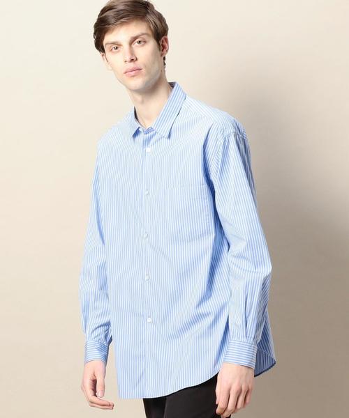 BEAUTY&YOUTH UNITED ARROWS(ビューティーアンドユースユナイテッドアローズ)の「BY ストライプ ワイドフォルム シャツ -MADE IN JAPAN- ◆(シャツ/ブラウス・メンズ・ネイビー/ターコイズブルー/ブラック/ホワイト/ライトブルー・SMALL/MEDIUM/LARGE/X-LARGE)」の17枚目の写真