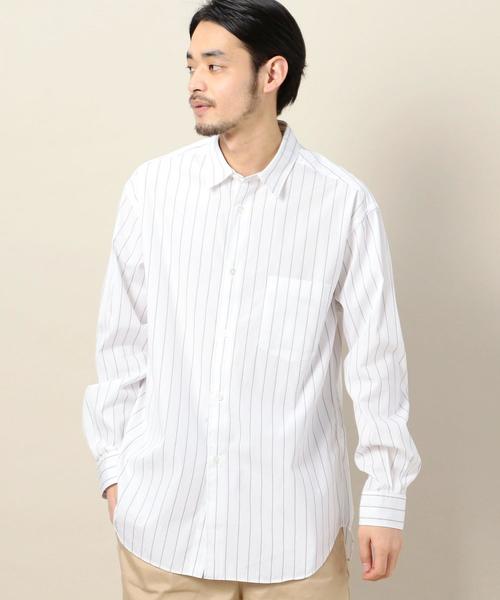 BEAUTY&YOUTH UNITED ARROWS(ビューティーアンドユースユナイテッドアローズ)の「BY ストライプ ワイドフォルム シャツ -MADE IN JAPAN- ◆(シャツ/ブラウス・メンズ・ネイビー/ターコイズブルー/ブラック/ホワイト/ライトブルー・SMALL/MEDIUM/LARGE/X-LARGE)」の20枚目の写真