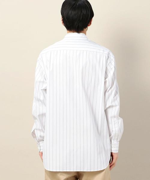 BEAUTY&YOUTH UNITED ARROWS(ビューティーアンドユースユナイテッドアローズ)の「BY ストライプ ワイドフォルム シャツ -MADE IN JAPAN- ◆(シャツ/ブラウス・メンズ・ネイビー/ターコイズブルー/ブラック/ホワイト/ライトブルー・SMALL/MEDIUM/LARGE/X-LARGE)」の21枚目の写真