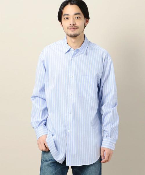 BEAUTY&YOUTH UNITED ARROWS(ビューティーアンドユースユナイテッドアローズ)の「BY ストライプ ワイドフォルム シャツ -MADE IN JAPAN- ◆(シャツ/ブラウス・メンズ・ネイビー/ターコイズブルー/ブラック/ホワイト/ライトブルー・SMALL/MEDIUM/LARGE/X-LARGE)」の13枚目の写真