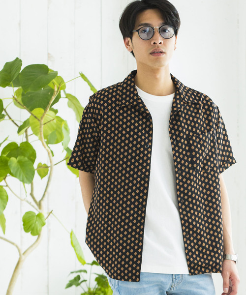 WEGO（ウィゴー）の「WEGO/総柄開襟シャツ（シャツ/ブラウス・メンズ・その他1/その他2/その他3/その他4/その他5・LARGE/MEDIUM）」の4枚目の写真