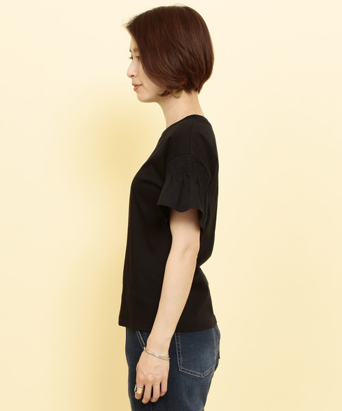 BEAUTY&YOUTH UNITED ARROWS（ビューティーアンドユースユナイテッドアローズ）の「BY∴ 天竺×ローン シャーリングショートスリーブ о（Tシャツ/カットソー・レディース・ホワイト/ブラック/オレンジ/オフホワイト・FREE）」の11枚目の写真