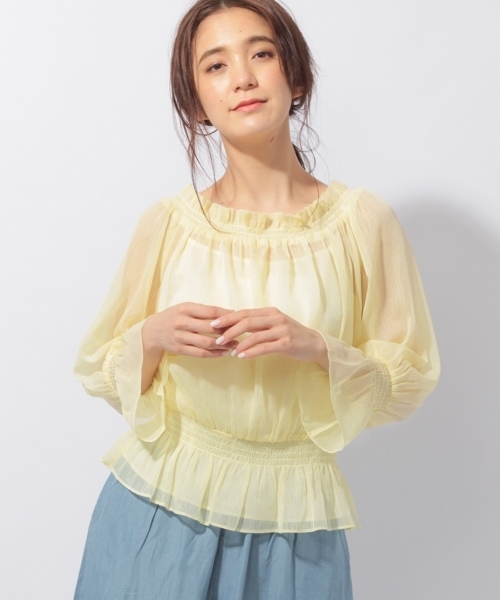 laboratory work（ラボラトリーワーク）の「楊柳オフショルブラウス（シャツ/ブラウス・レディース・ブルー/ネイビー/イエロー・MEDIUM）」の3枚目の写真