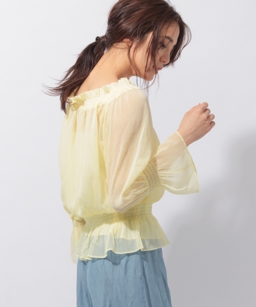 laboratory work（ラボラトリーワーク）の「楊柳オフショルブラウス（シャツ/ブラウス・レディース・ブルー/ネイビー/イエロー・MEDIUM）」の6枚目の写真