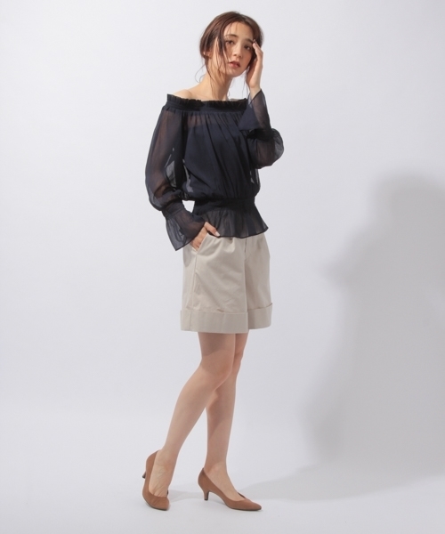 laboratory work（ラボラトリーワーク）の「楊柳オフショルブラウス（シャツ/ブラウス・レディース・ブルー/ネイビー/イエロー・MEDIUM）」の12枚目の写真