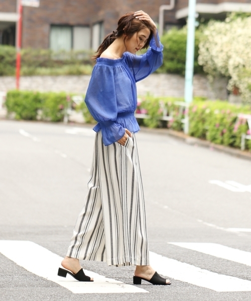 laboratory work（ラボラトリーワーク）の「楊柳オフショルブラウス（シャツ/ブラウス・レディース・ブルー/ネイビー/イエロー・MEDIUM）」の4枚目の写真