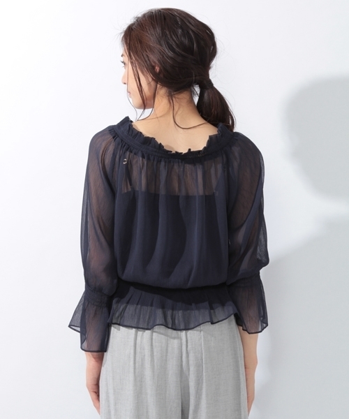 laboratory work（ラボラトリーワーク）の「楊柳オフショルブラウス（シャツ/ブラウス・レディース・ブルー/ネイビー/イエロー・MEDIUM）」の7枚目の写真